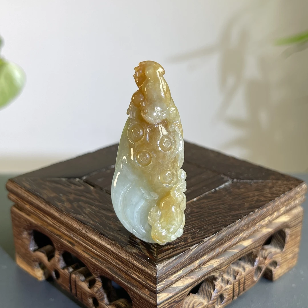 JCB03-91 天然翡翠缅甸A货 呱呱来财