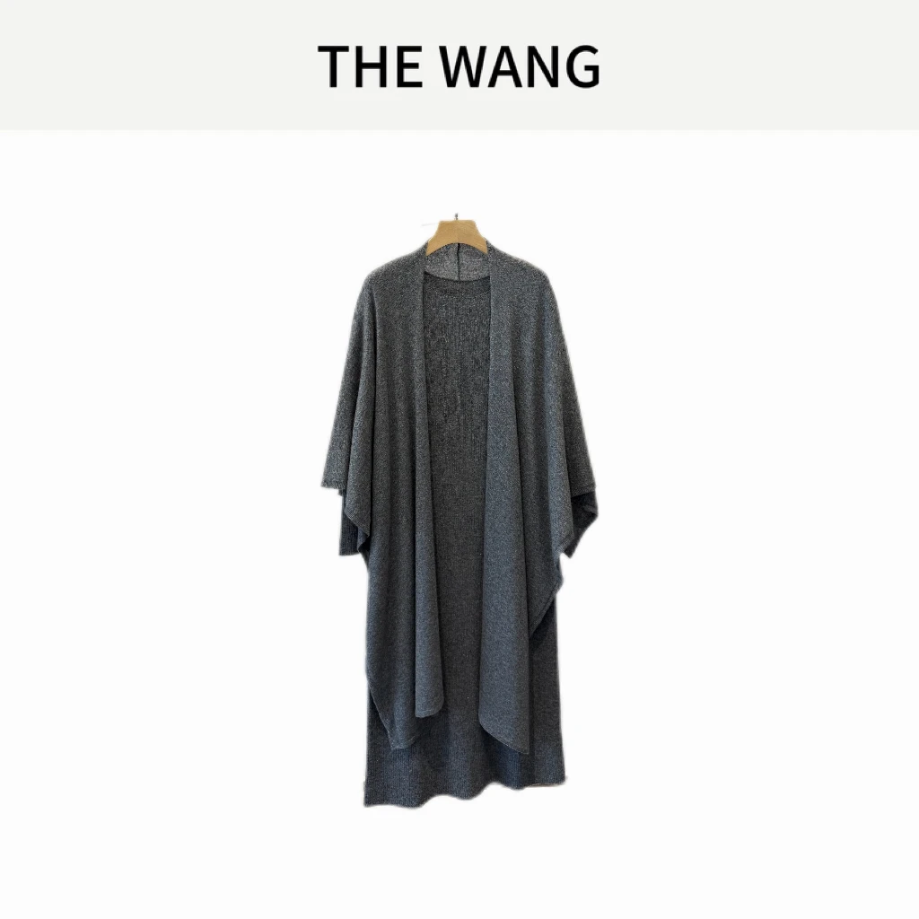【WANGSAURA】山羊绒+极细羊毛法式 夹花垂坠感羊绒连衣裙套装