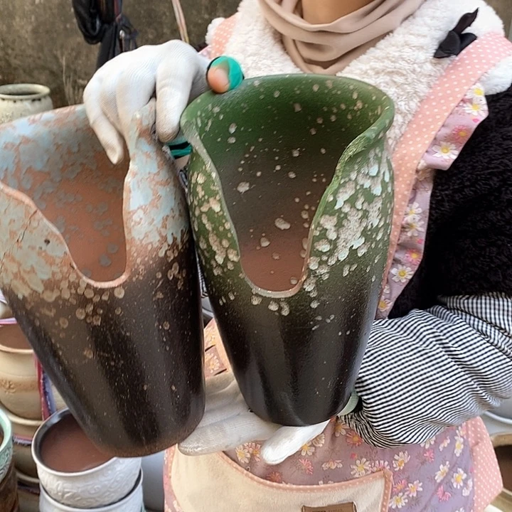 紫砂花盆瑕疵口15高25瑕疵
