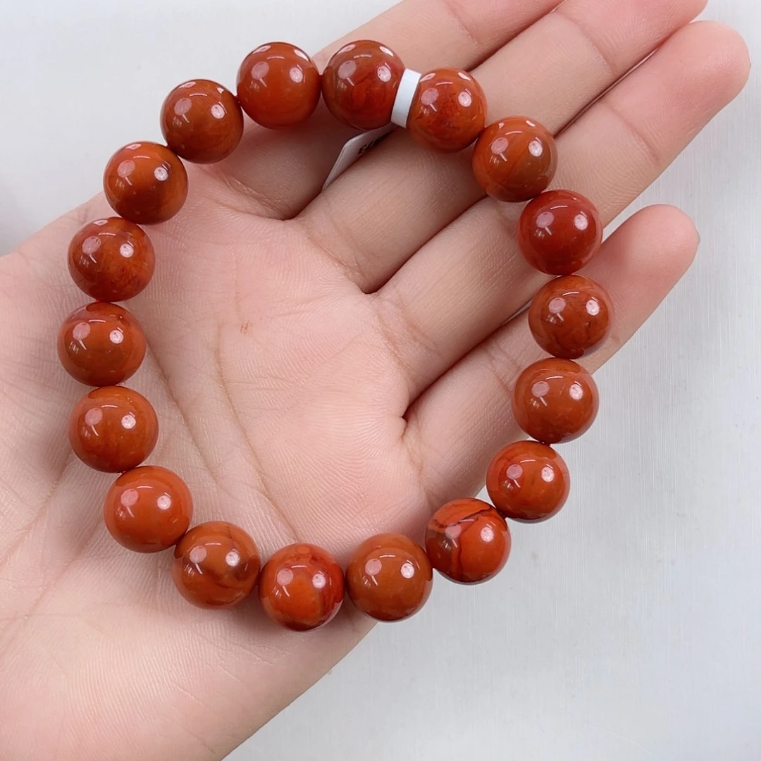 南红玛瑙未镶嵌瓦西柿子红火焰单圈11mm