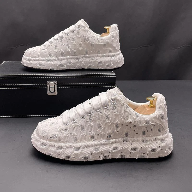 爱赫蒙小白鞋男2025春季新款百搭帆布鞋干净感痞帅增高运动板鞋潮