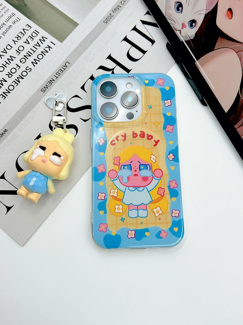 IMD手机壳花朵边框哭娃适用苹果17PROMAX苹果16华为小米oppovivo