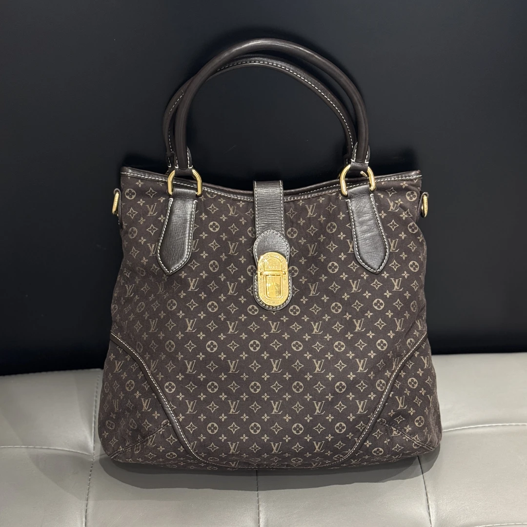 95新 LouisVuitton/路易威登 棕色丹宁牛仔手提包/二奢