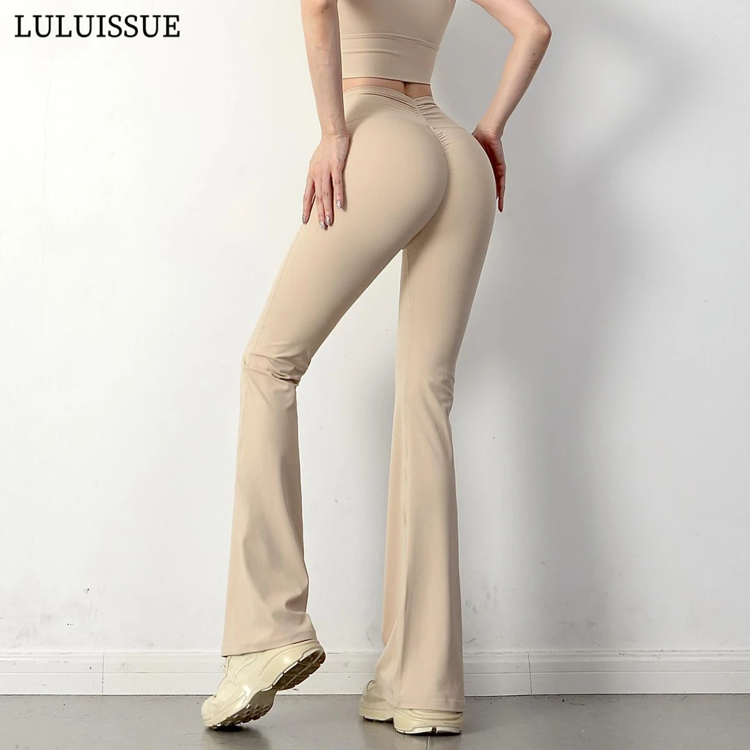 LULUISSUE防卷边健身裤微喇叭瑜伽裤弹力提臀训练跑步裤休闲运动