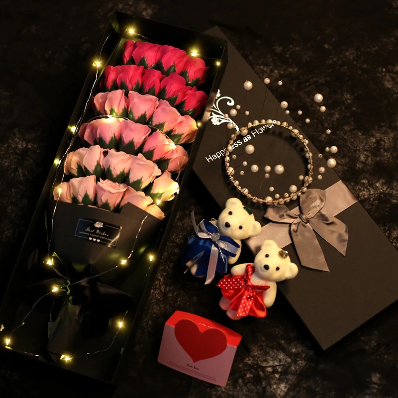 情人节礼物生日送女朋友闺蜜老婆33朵仿真玫瑰肥皂花束礼盒香皂花