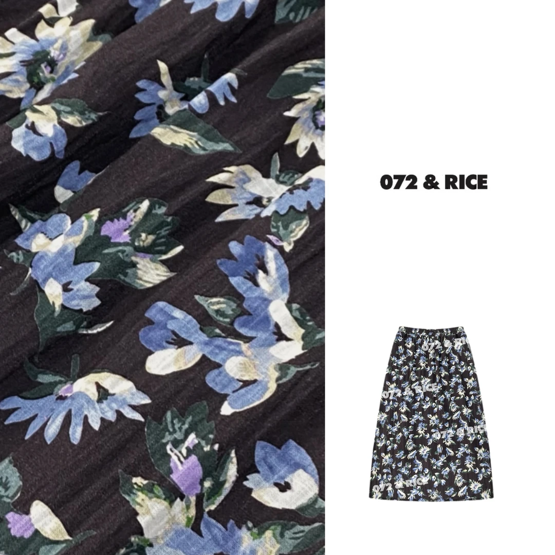 072 & RICE【蓝星裙】夏季休闲松紧腰碎花半身裙 32NB330Z*