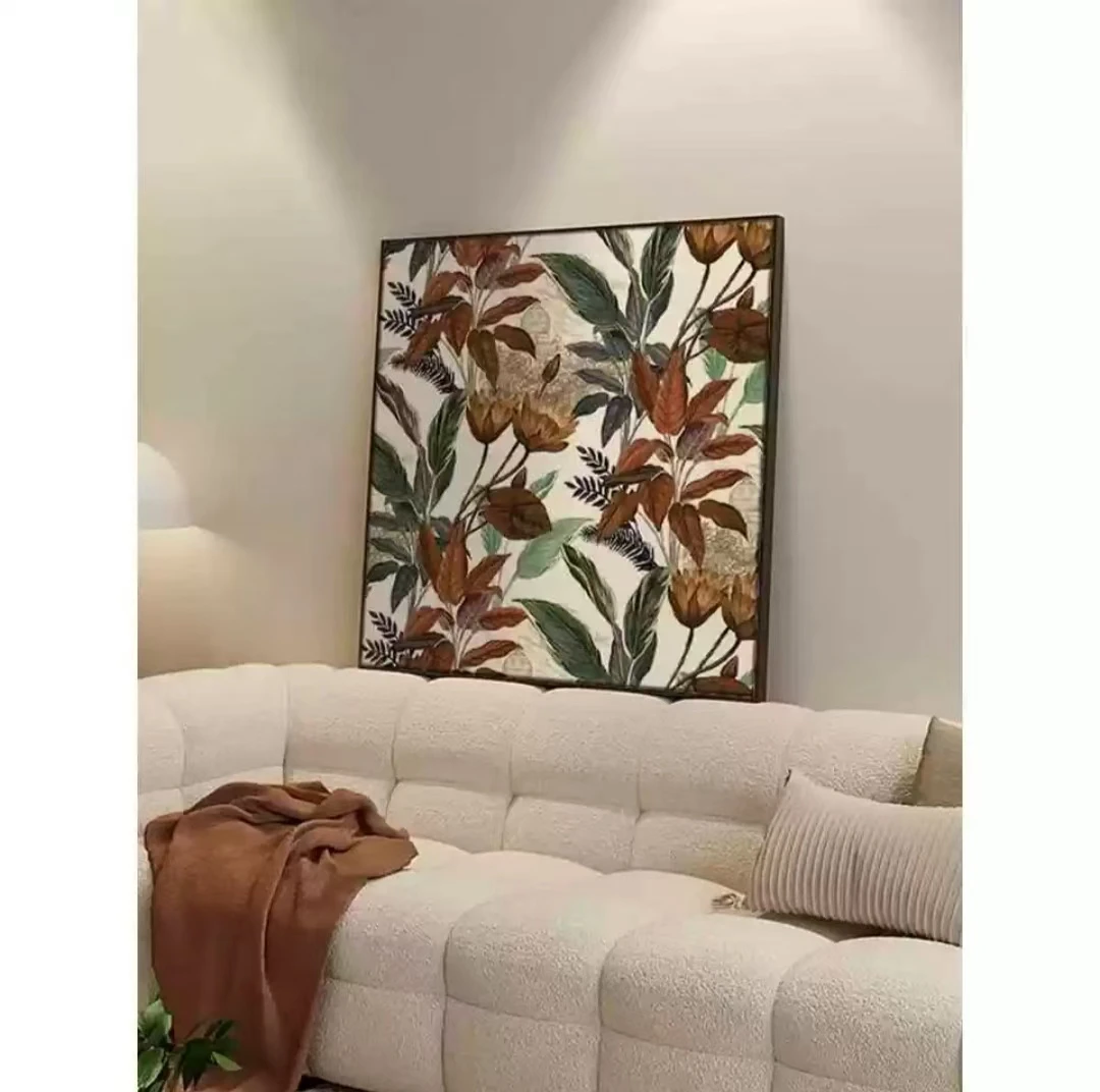 砂岩画新版花卉中古风客厅装饰画餐厅玄关书房挂画客厅壁画