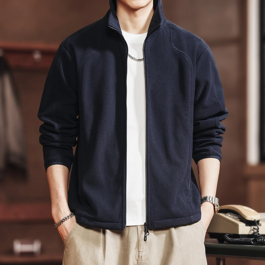 格蓝鹿设计感拼接开衫长袖男士卫衣宽松秋季新款运动休闲夹克外套