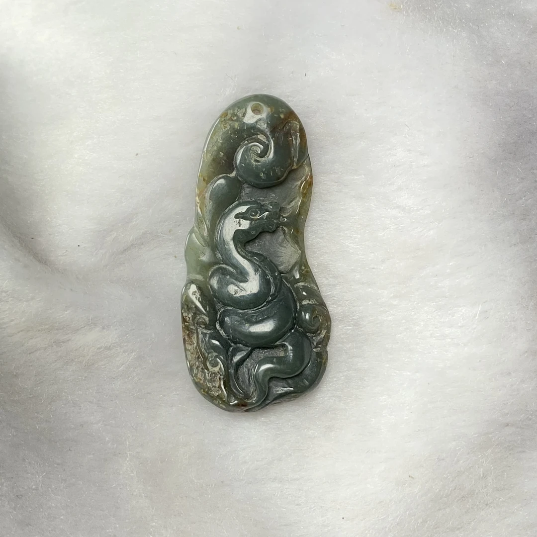 析木河磨玉小独子生肖蛇吊坠