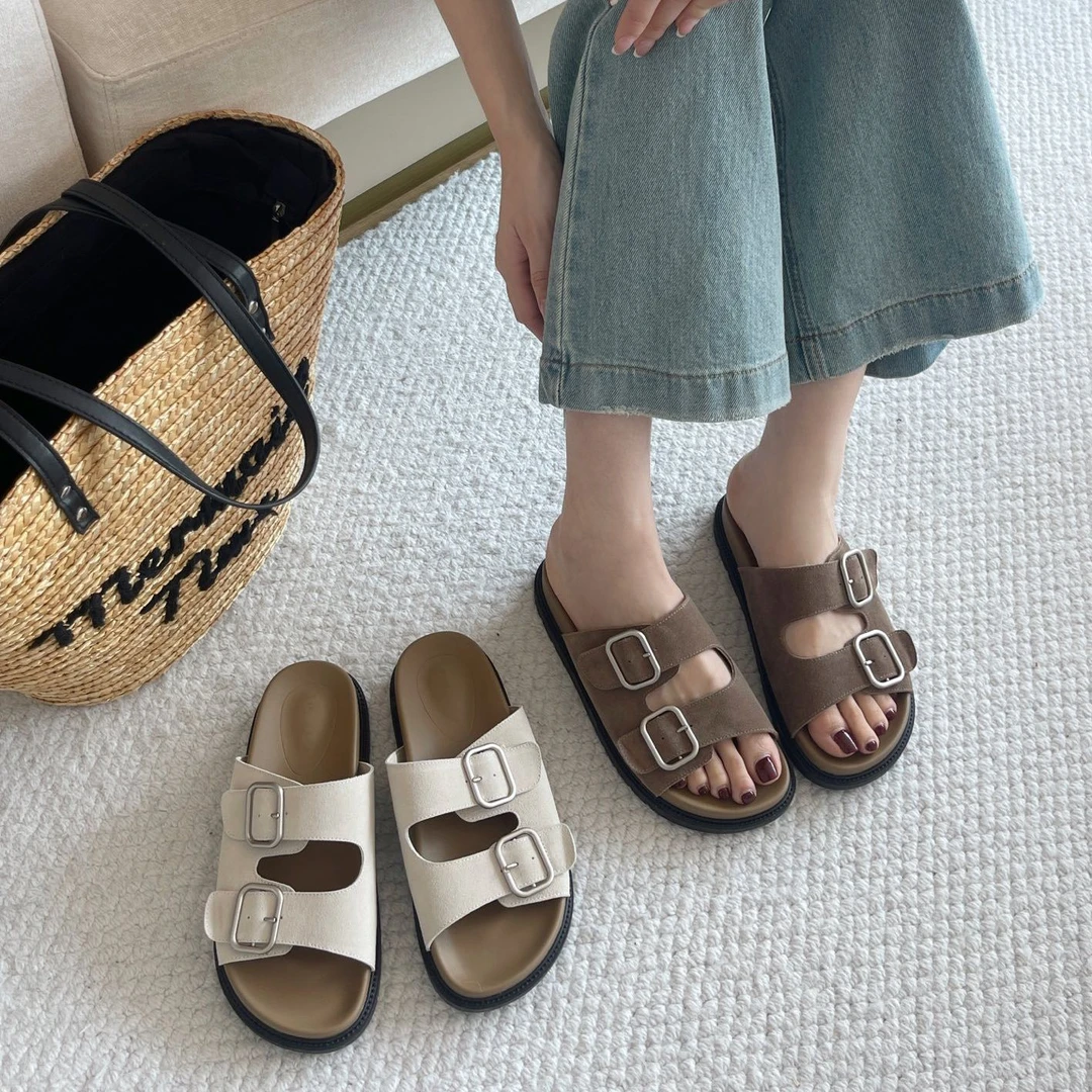 杜米亚2025年新款时尚百搭气质金属扣拖鞋KL252503-5A