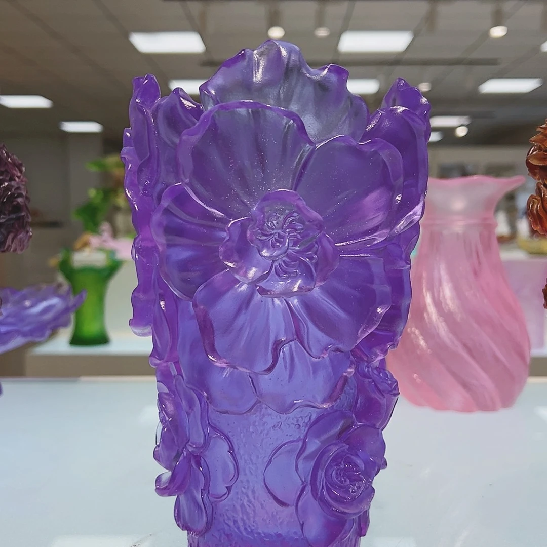 【闪购商品】手工艺品琉璃京*山茶花花瓶