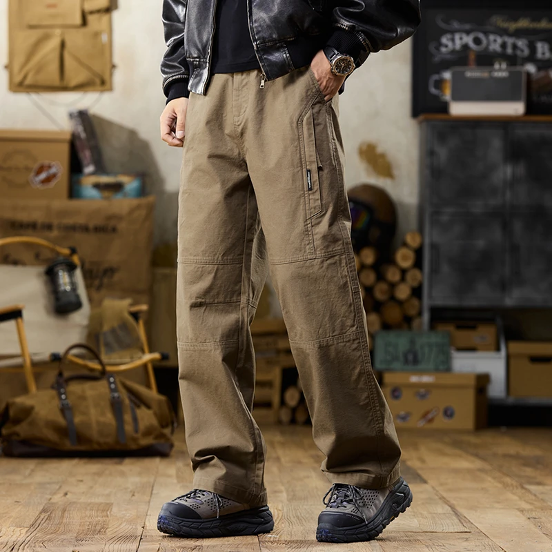 赞仕美式春季工装裤男士潮裤百搭大口袋直筒裤子纯棉休闲裤1509