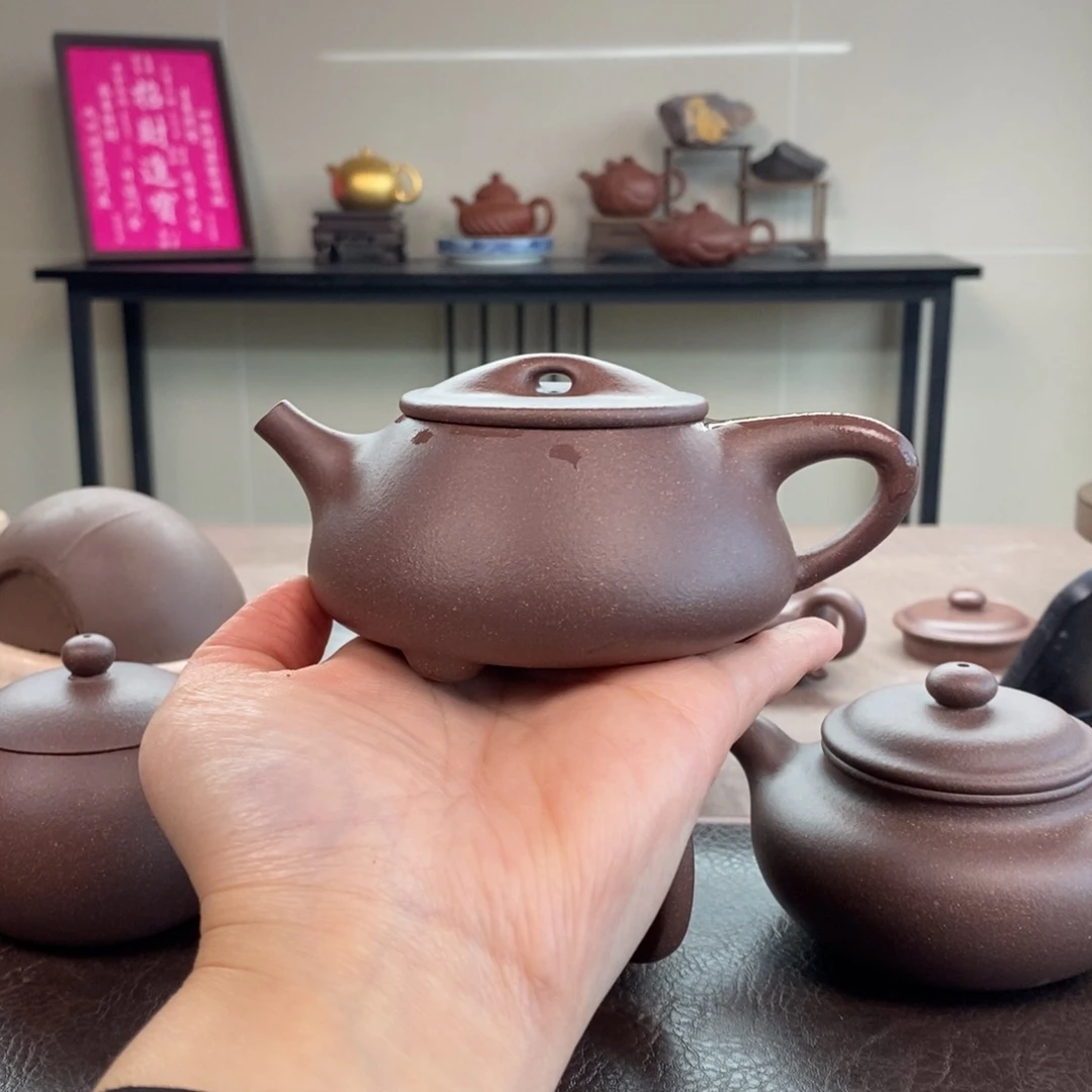 茶壶紫砂千禧紫泥景舟石瓢210cc精工半手