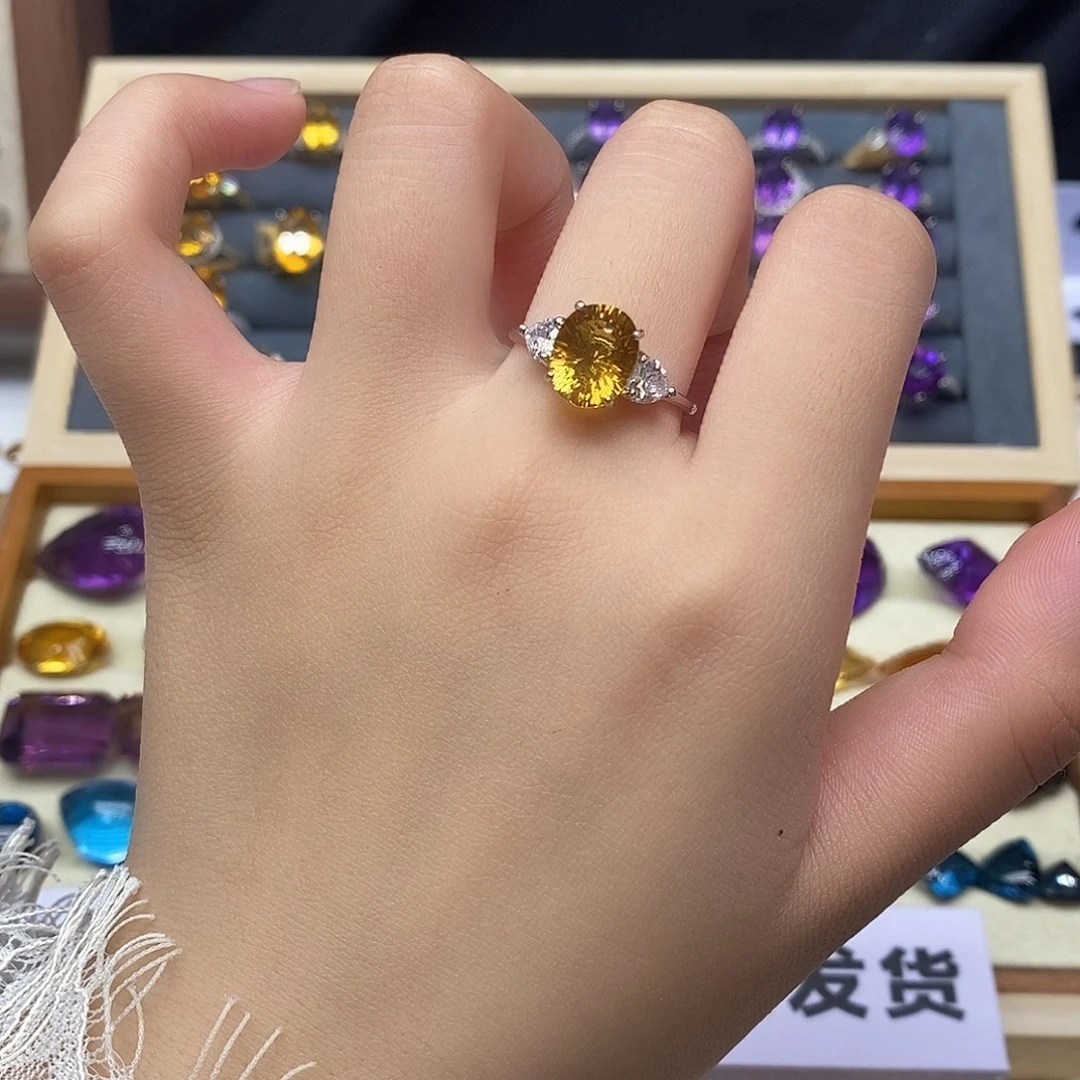 黄晶珠宝半成品银S925镶嵌