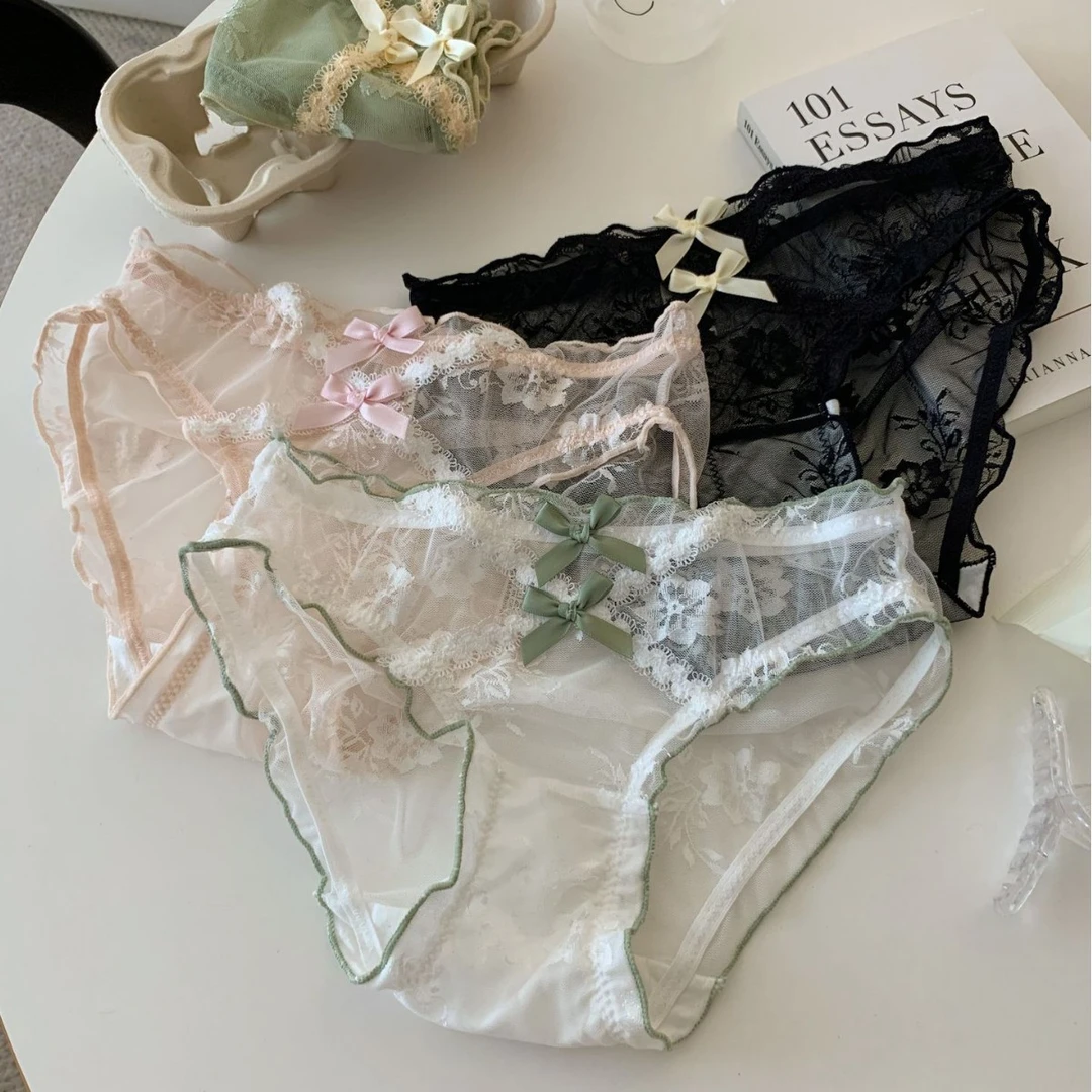 【娇羞少女】性感热辣泡泡裤辣妹纯欲蕾丝边蝴蝶结低腰三女士角裤