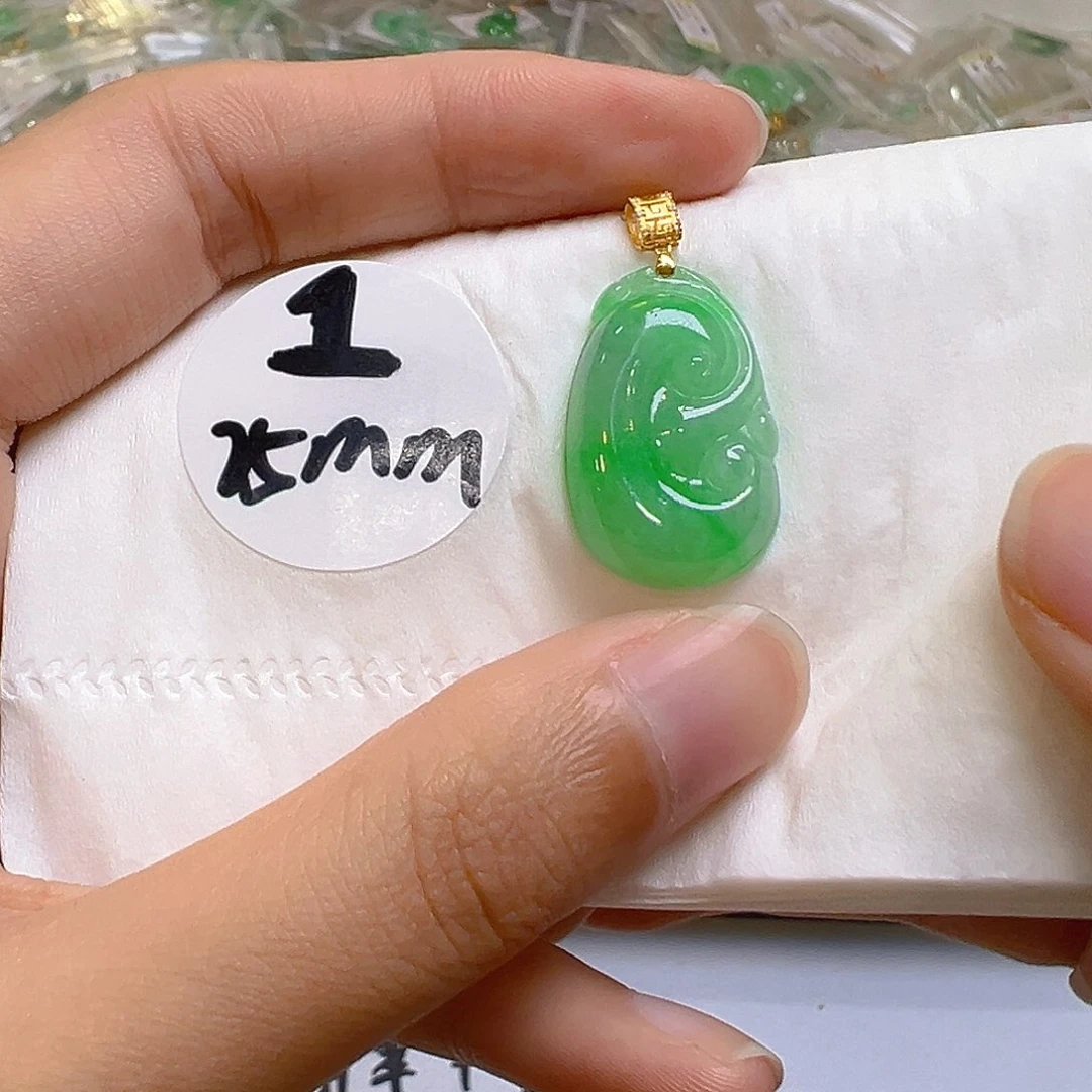 翡翠18K金镶嵌吊坠(不含链)翡翠