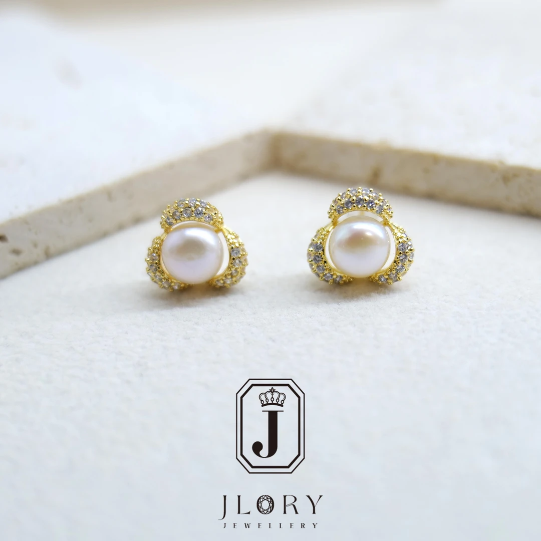 Cu 5-6mm 淡水珍珠耳饰 福利品 007