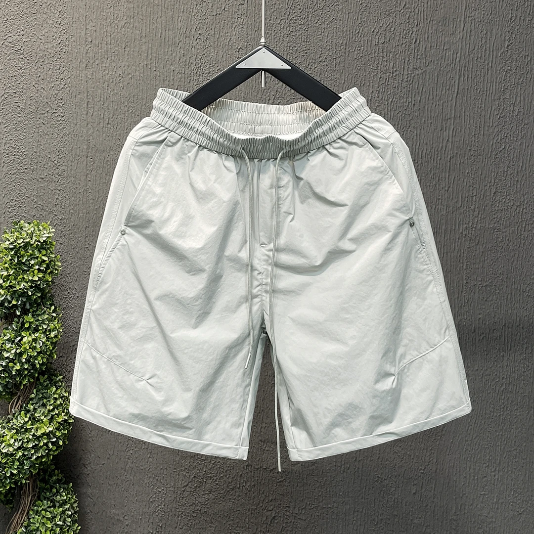 夏季休闲时尚男士短裤美式痞帅潮流复古宽松男士冰丝短裤五分裤