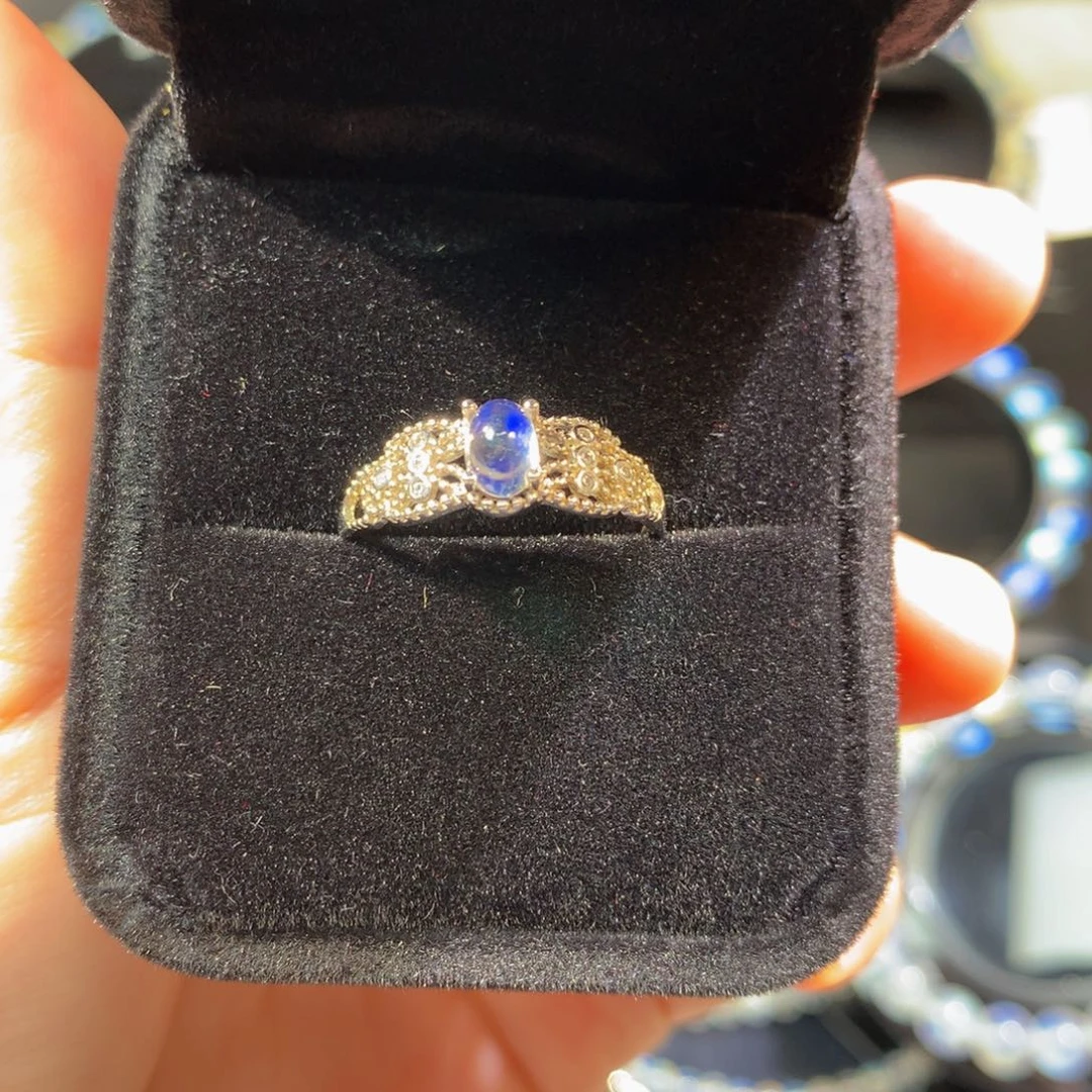 月光石戒指银S925镶嵌颦*戒指