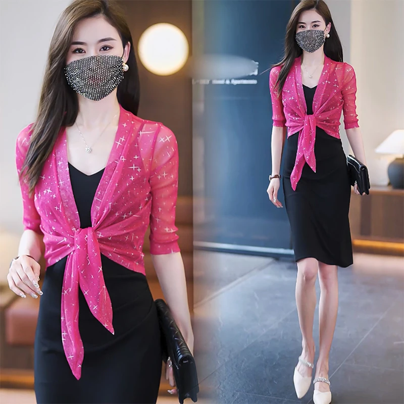 披肩夏季配裙子的罩衫女士防晒衣开衫外搭短款配吊带裙子的小外套