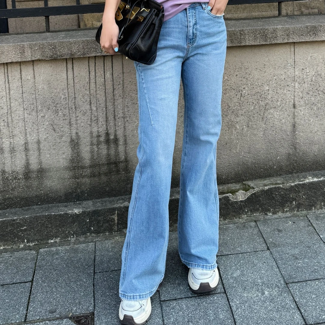 MUBINE 春季新款申诉百搭高腰显瘦设计感喇叭牛仔裤 2530