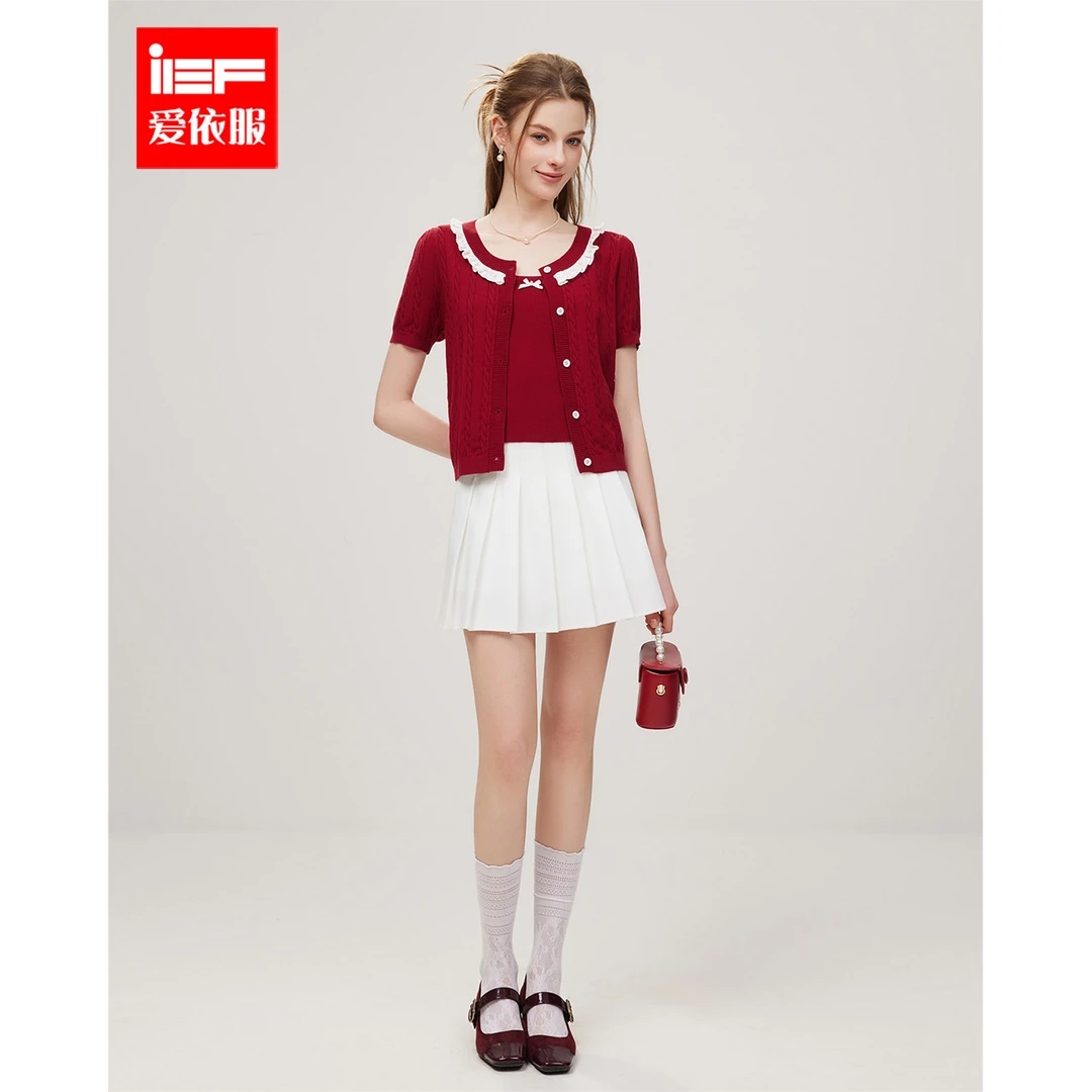 IEF/爱依服2025春季新款法式甜美少女风减龄通勤百搭两件套上衣