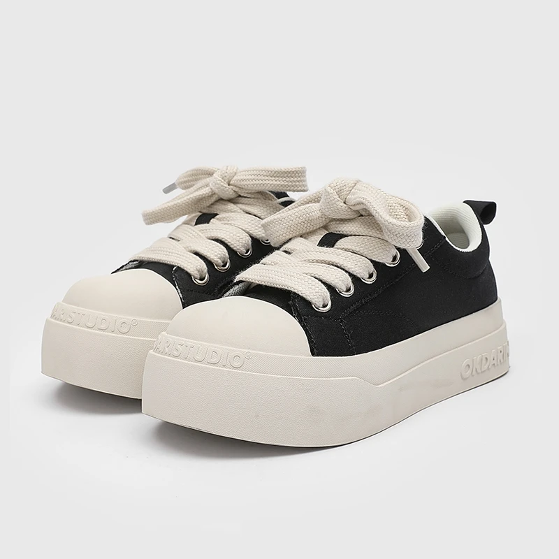 大头鞋黑白百搭帆布鞋男女小众厚底增高情侣休闲时尚板鞋低帮男鞋