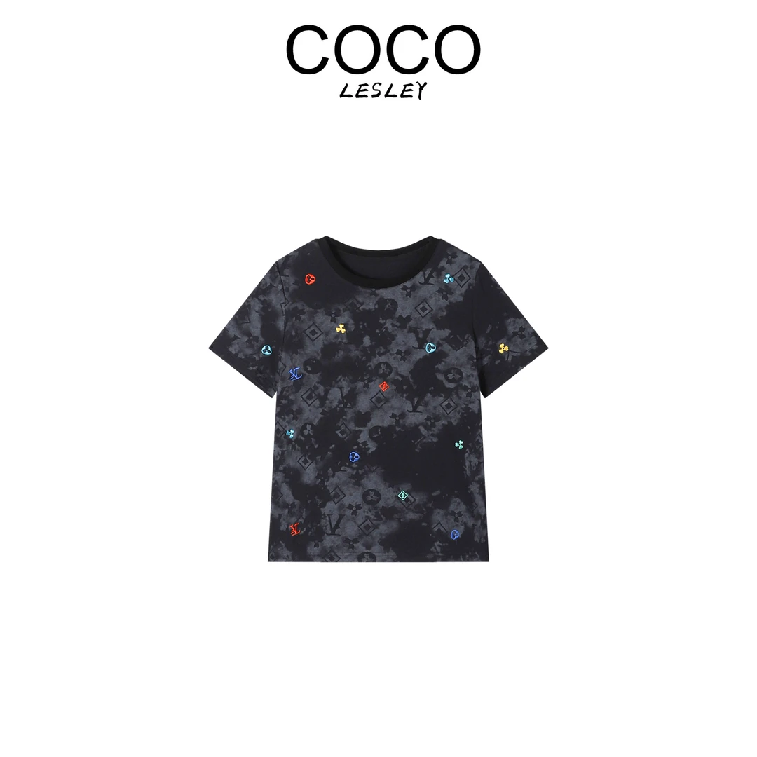 【COCO LESLEY】印花字母花色短袖夏季T恤休闲速干清ins风H72632
