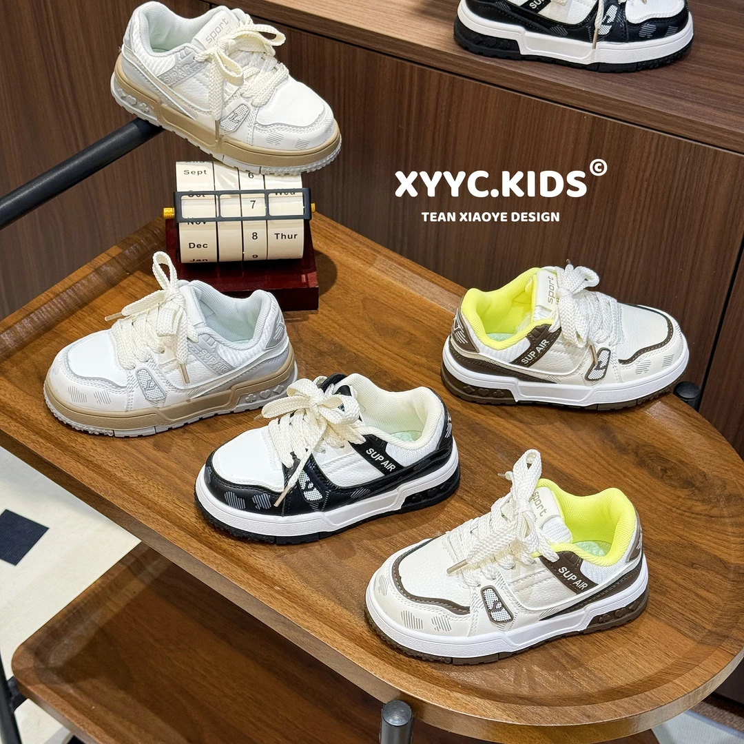 【驴家-小胖丁】（真皮！）秋季韩系ins男女童防水防滑百搭运动板鞋