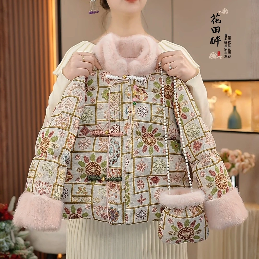 女童拜年服国风加棉棉服女童过年服2025新款