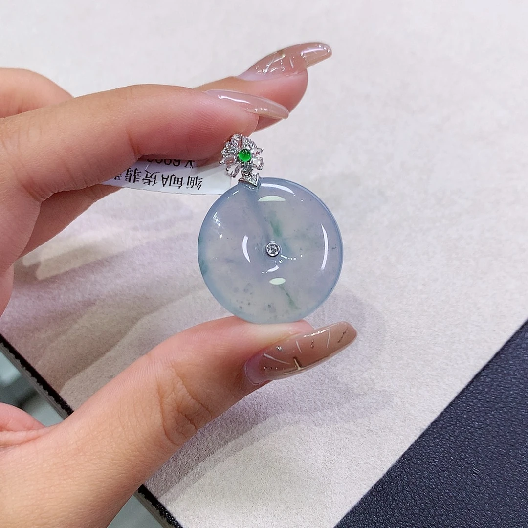 翡翠18K金镶嵌吊坠(不含链)25.3-5.7