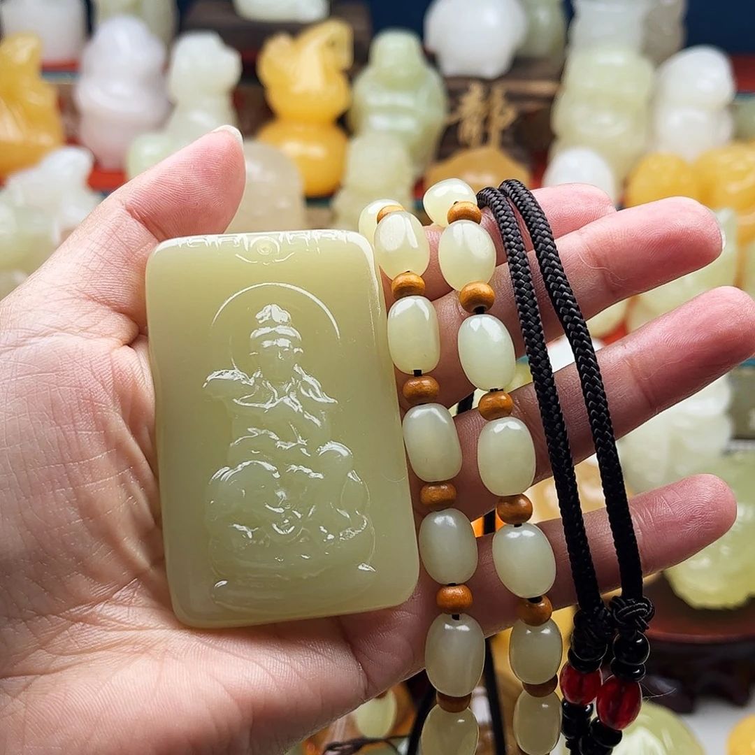 用***3石材龙牌手把摆件