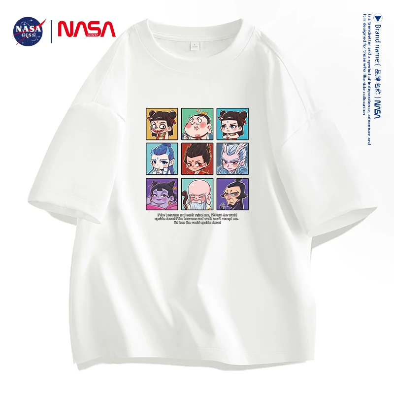 NASA联名哪吒魔童闹海7A抗菌潮牌夏季新款短袖T恤情侣装半袖衫潮