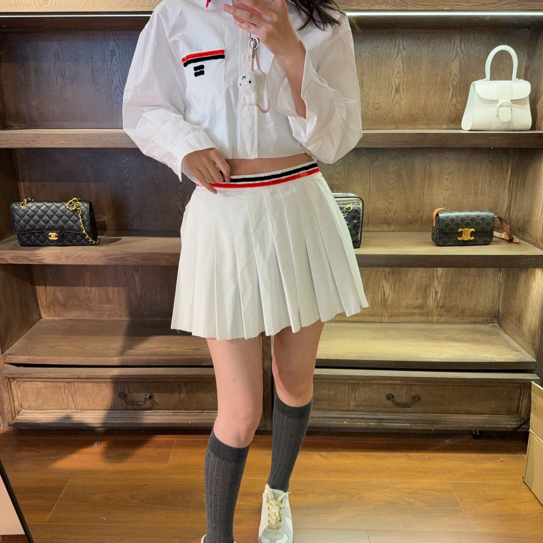 95新 MIU MIU/缪缪 麦殿/混纺短裙36码白色/250611DJHLX03