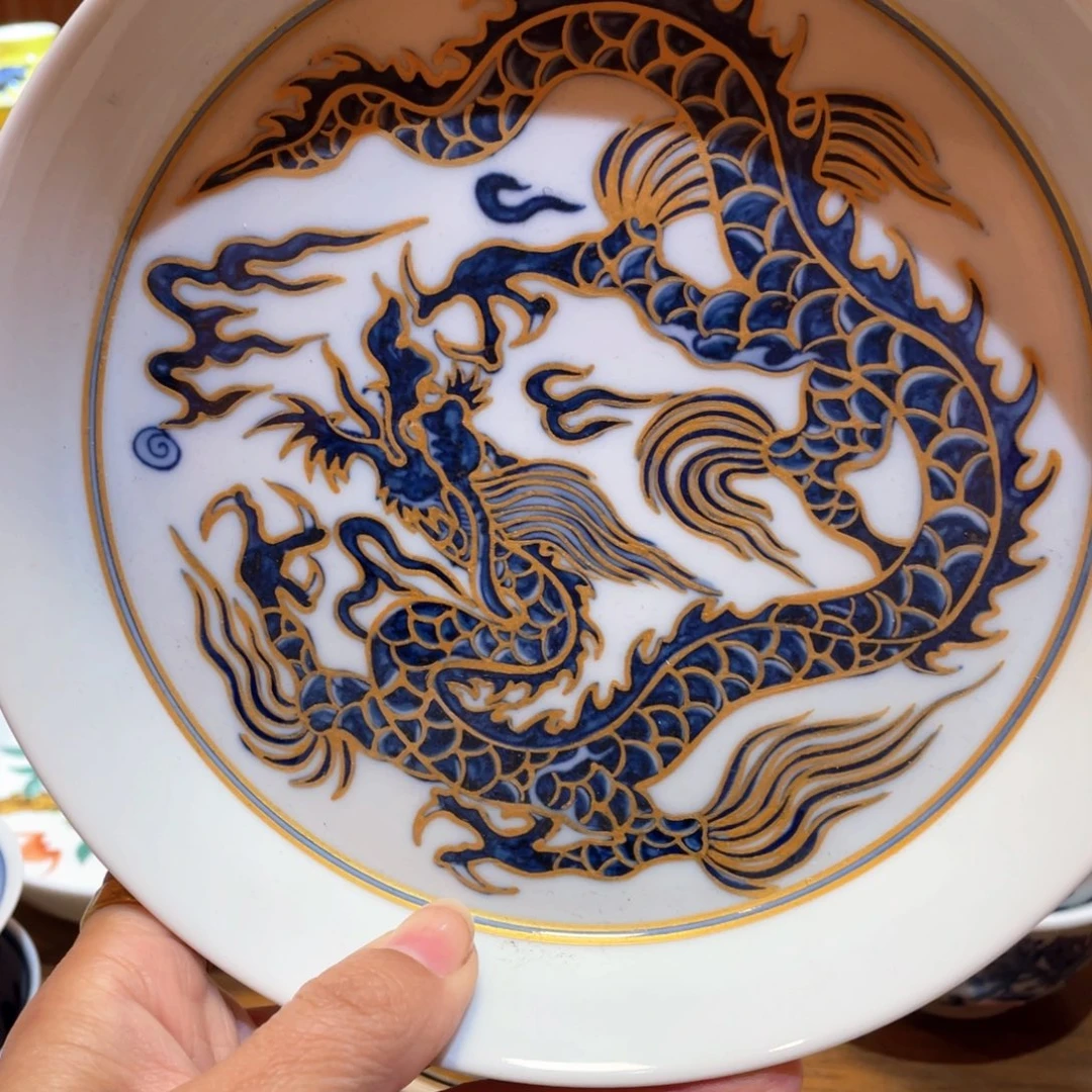 瓷片景德镇陶瓷壶承描金壶承微瑕