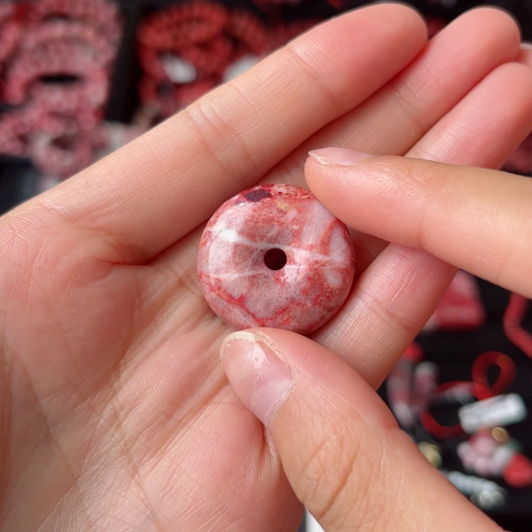 天然辰砂雪里红平安扣福利款