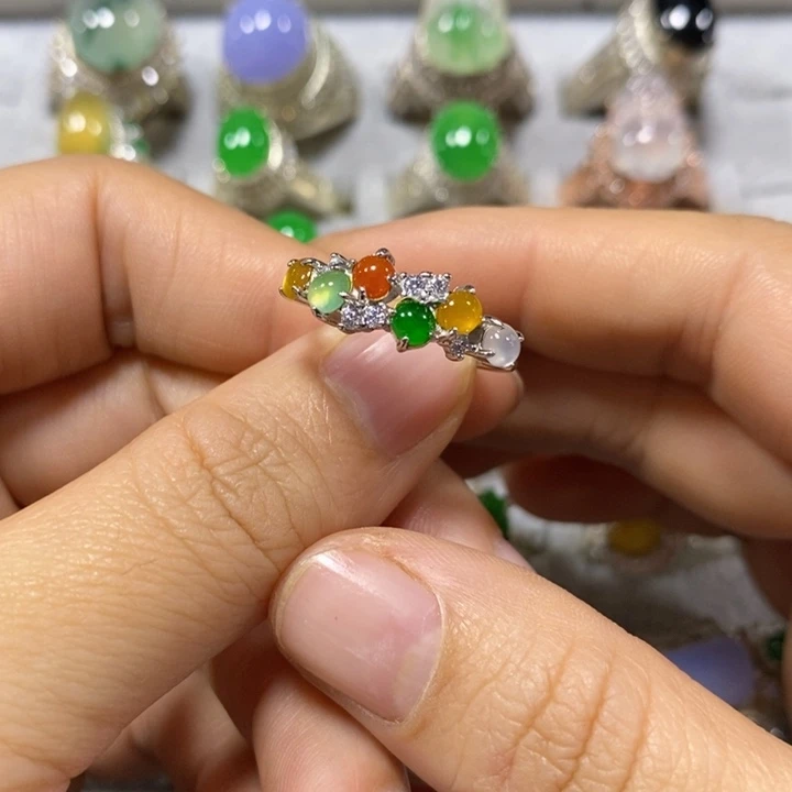 翡翠银S925镶嵌戒指戒指