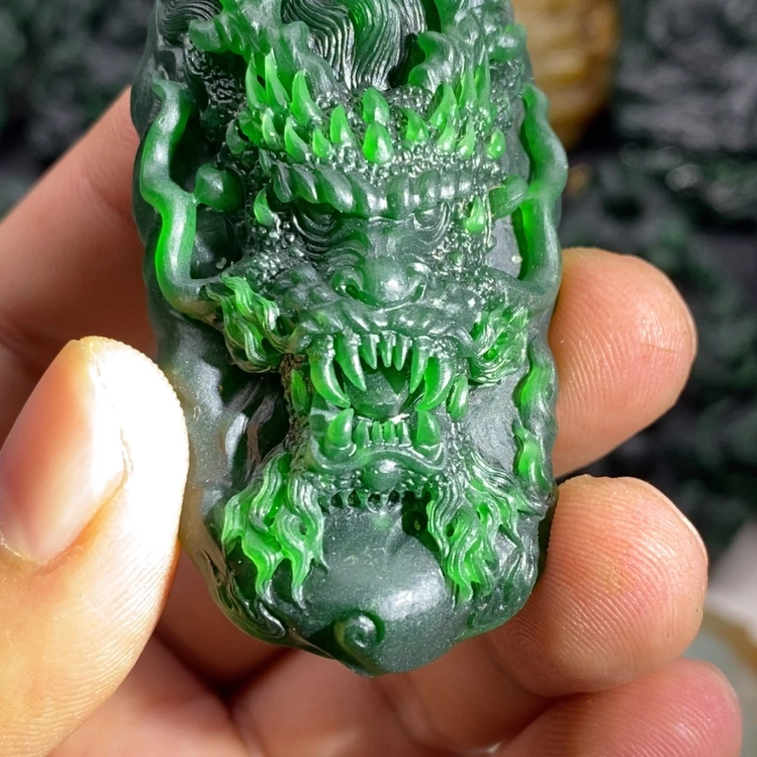 定制翡翠未镶嵌天然翡翠A货龙头龙牌