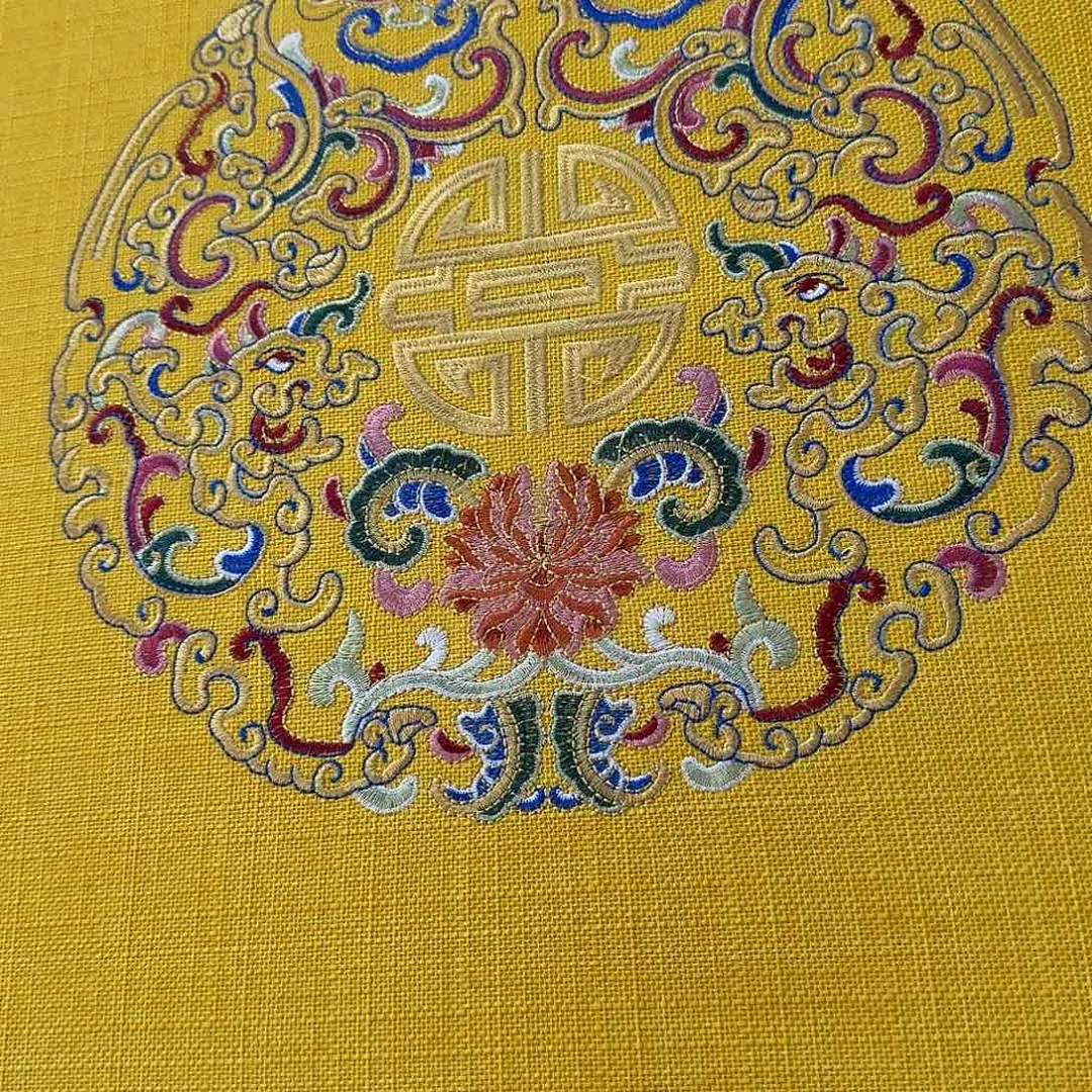 棉麻5cm棉麻锦绣繁花黄色
