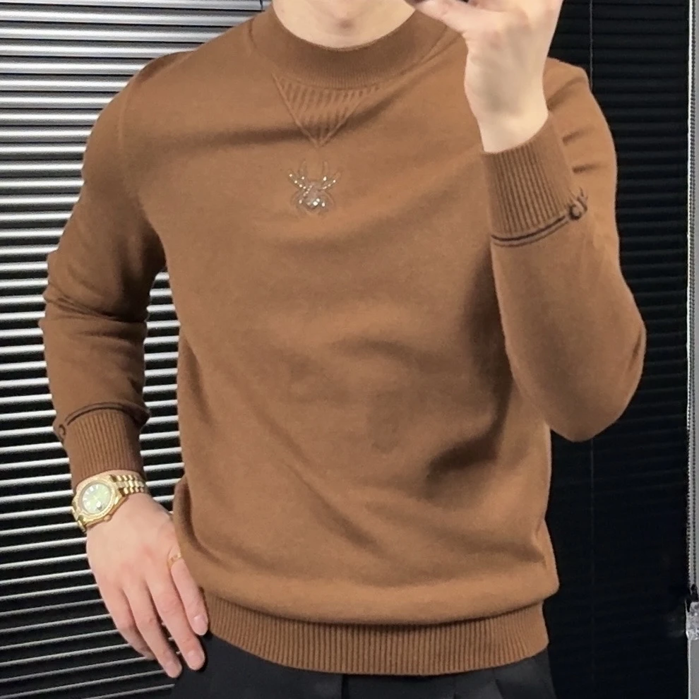 蜘蛛图案男士秋冬休闲百搭羊毛衫设计款