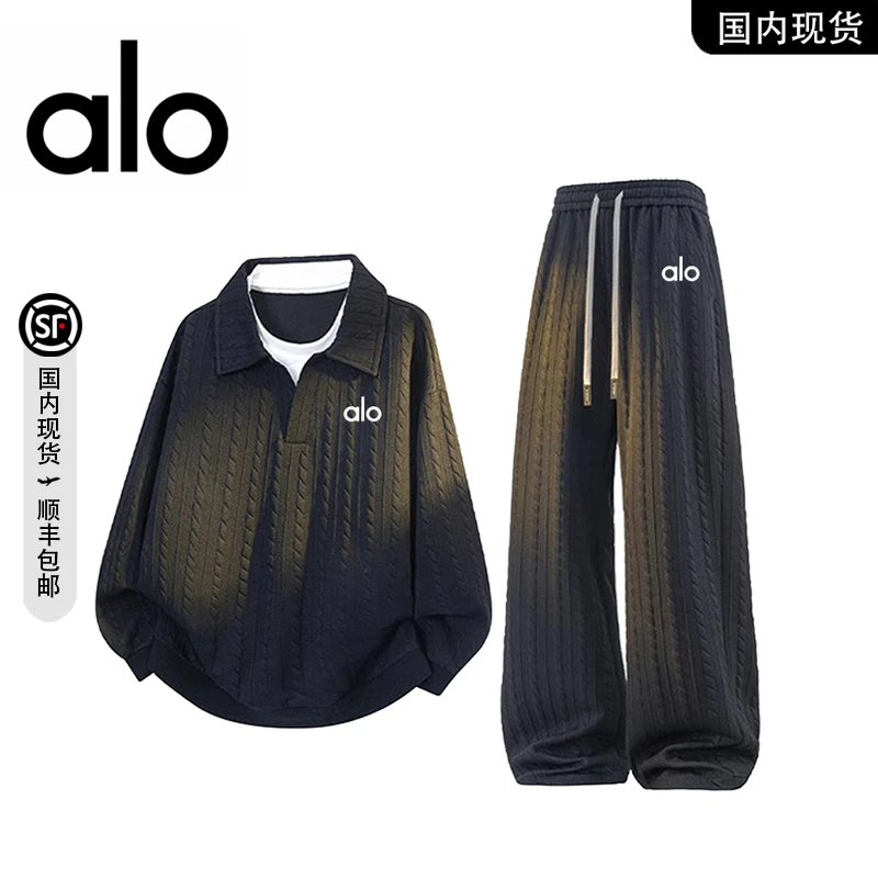 【品牌现货撤柜】alo 秋季美式潮牌大码工艺慵懒风休闲宽松运动套装