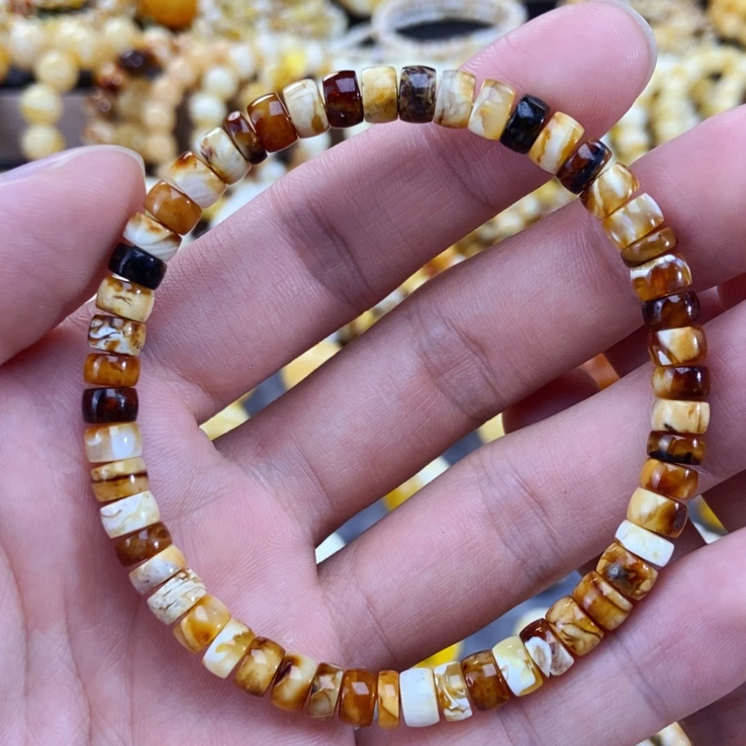 琥珀未镶嵌手链6mm尺寸沁色手串