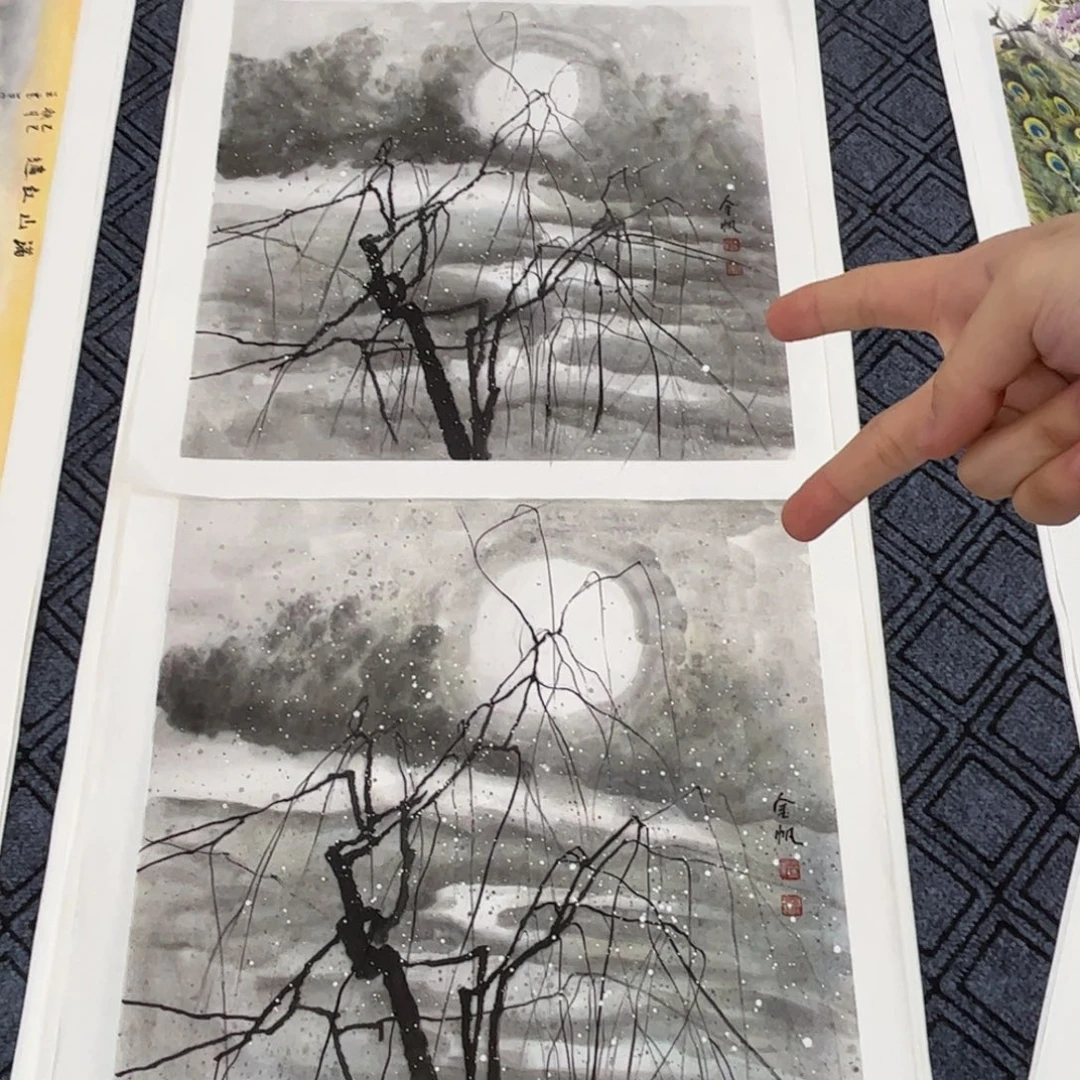 彼***花国画若谷，若四尺斗2张