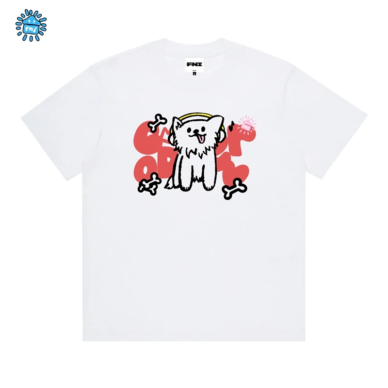 FNI Cooper系列（贪吃小狗）卡通趣味纯棉短袖男女同款t恤新款发泡