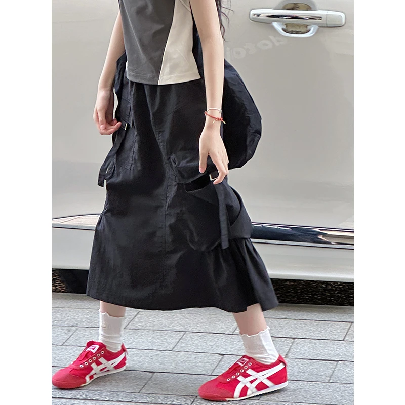 K28667 韩系女童半身裙2025新款夏装儿童洋气裙子女大童工装A字裙