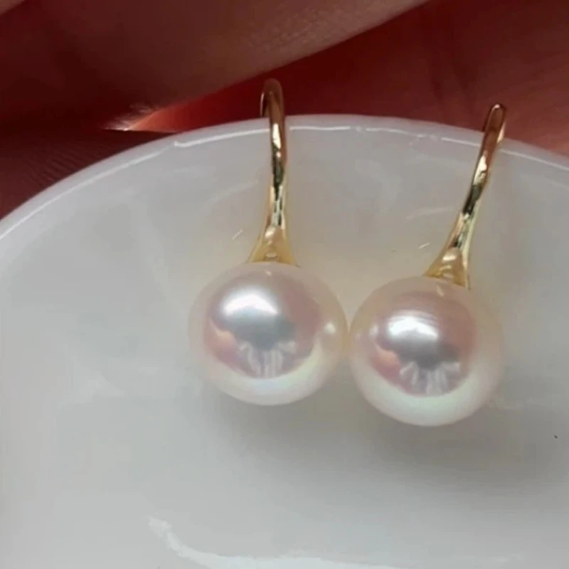 清货8-9毫米天然淡水无核珍珠耳钩A110号