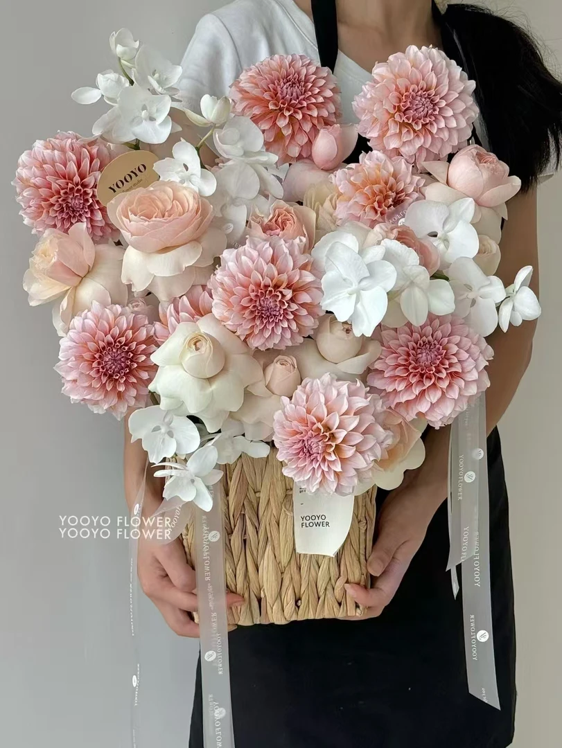 东方家 新款蒲草北欧风花篮复古花店diy花艺资材编织ins风落地