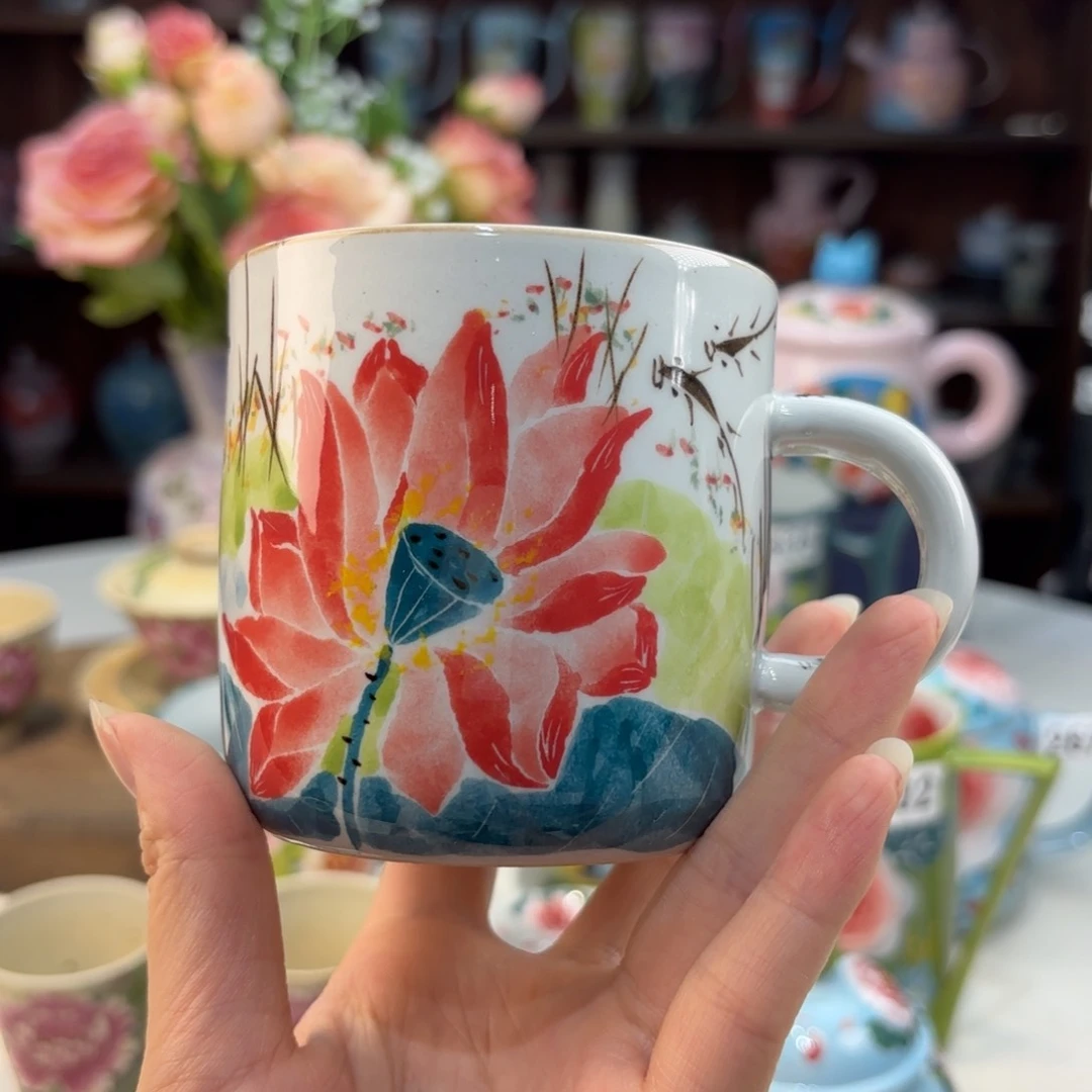 瓷片景德镇手绘高温釉下彩陶瓷茶具