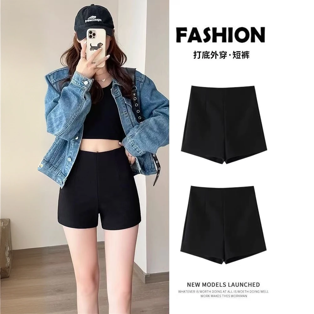黑色高腰短裤女显瘦A字设计外穿百搭辣妹风时尚打底热裤