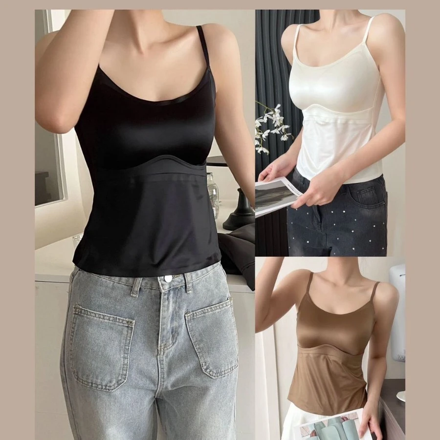无感无痕气质显瘦一体杯自带胸垫内衣女吊带美背百搭内搭